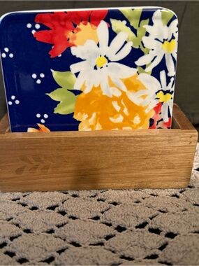 The Pioneer Woman Navy Floral Ceramic Napkin Holder